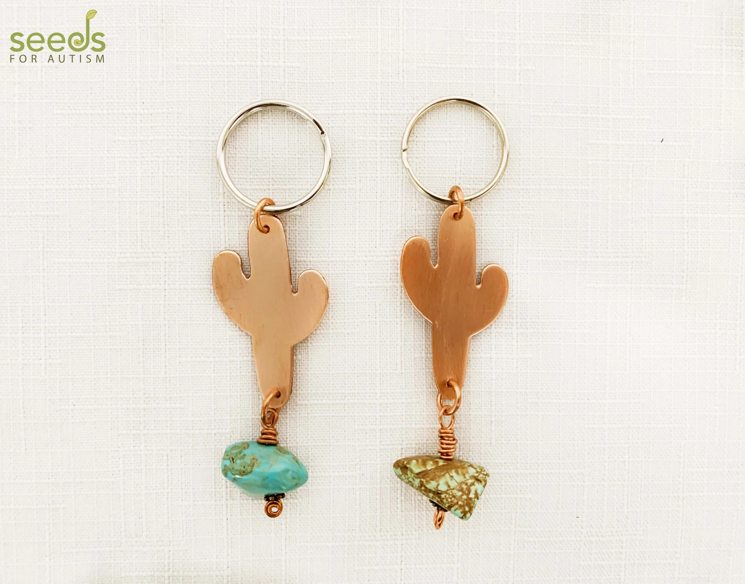 Cactus Keychain with Turquoise Bead — SEEDs for Autism